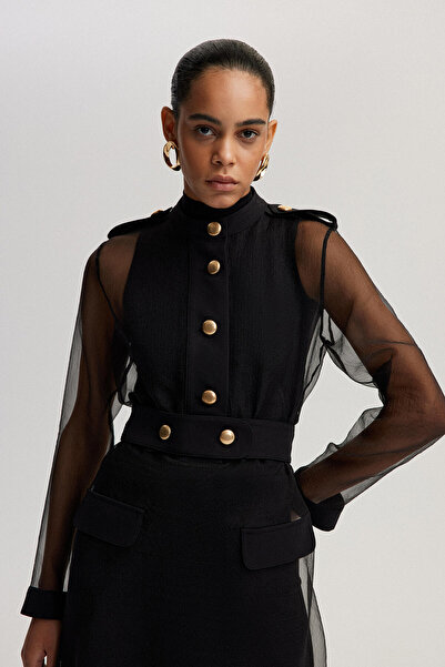 Touché Privé Šaty z organzy - nárameníky Detailní