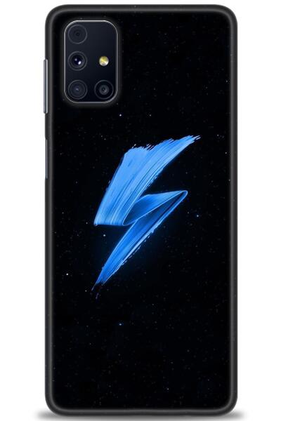 Samsung Galaxy M31S Kılıf HD Baskılı Kılıf - Mavi Şimşek + Tam Ekran Koruyucu
