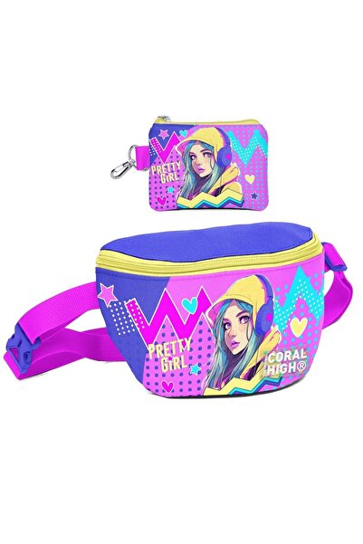 Coral High Set pentru fete, turcoaz, lavandă, cu căști, geantă cu imprimeu pe...