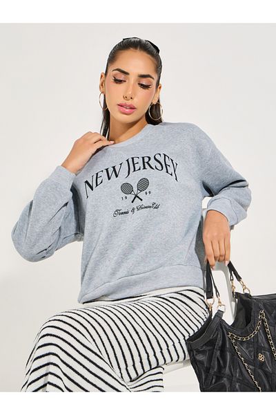 Styli New Jersey Print Round Neck T-Shirt