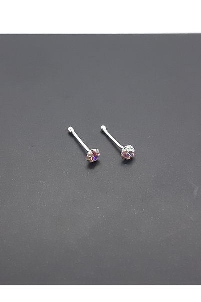 Set 925 Ayar Gümüş Ekonomik 2 ADET (Işıkta Parlayan) Taşlı 2 mm Hızma