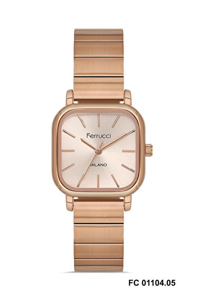 Ferrucci Kadın Kol Saati FC 01104 Kare Model Rose Renk  2 Yıl Garantili + Bileklik Hediyeli