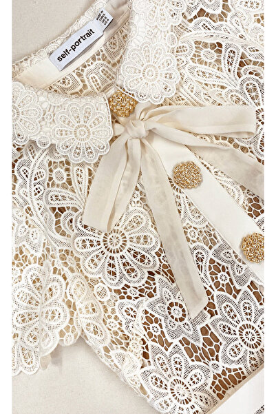 nish for you Beyaz Yarım Kol Tasarım Elbise