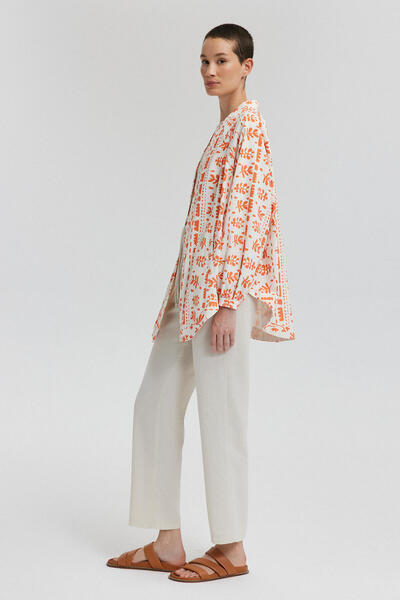 Touché Privé Λινό με μοτίβο κιμονό με υφή