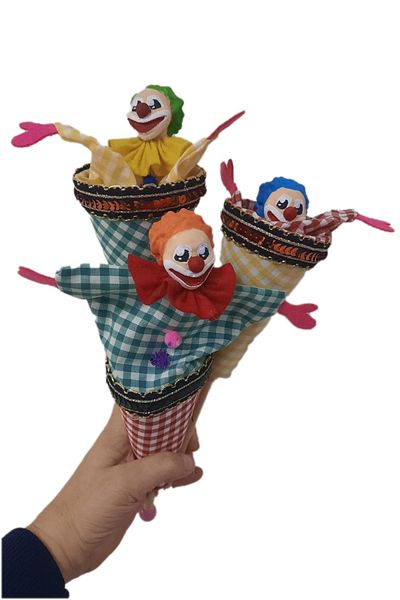 Uçaneller Kuklaevi 3-Piece Clown Cone Puppet 002