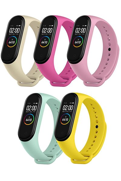 PUFWİN مجموعة أحزمة السيليكون المتوافقة مع Xiaomi Mi Band 3 و4 مكونة من 5 قطع