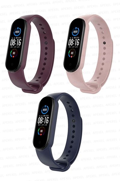 PUFWİN مجموعة سوار السيليكون المتوافقة مع Xiaomi Mi Band 5/6 3 قطع