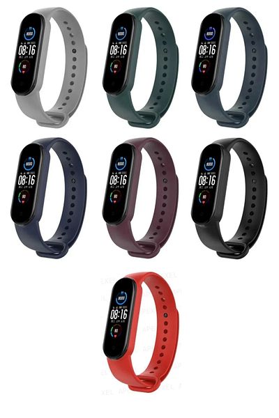 PUFWİN مجموعة سوار سيليكون متوافقة مع Xiaomi Mi Band 5 و6 مكونة من 7 قطع