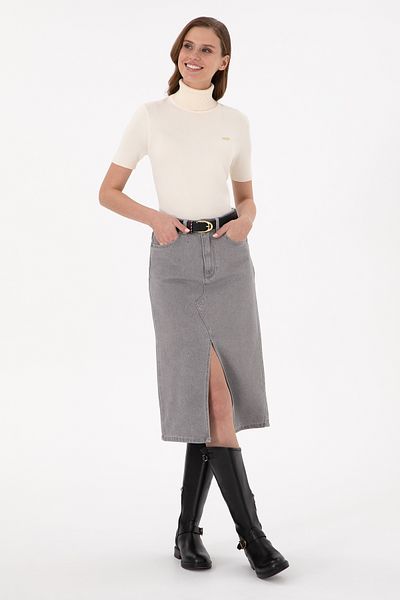 U.S. Polo Assn. Women's Gray Jean Skirt 50293251 -Dn0025