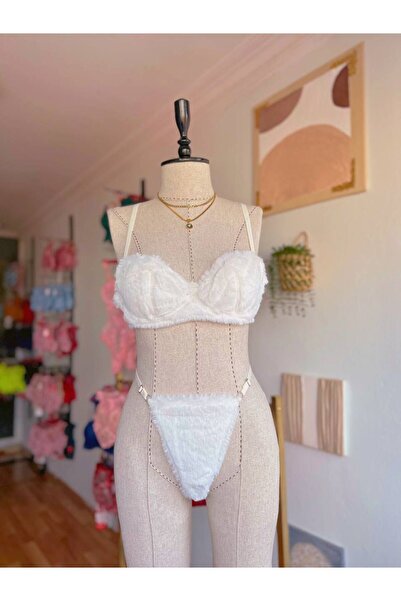 DESİLE Σετ σουτιέν Puffy Model White Underwire βελούδινο