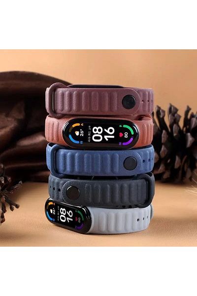 PUFWİN مجموعة أحزمة بنمط حلقة متوافقة مع Xiaomi Mi Band 5/6 مكونة من 5 قطع