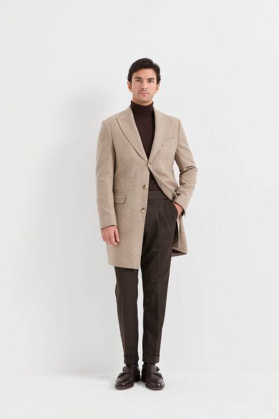 AEK FIORE Men's Cream Wool Coat