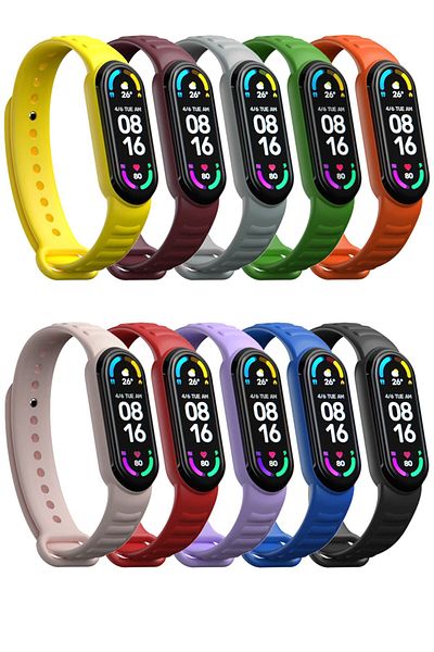 PUFWİN مجموعة مكونة من 10 أحزمة بنمط حلقة متوافقة مع Xiaomi Mi Band 5 و6