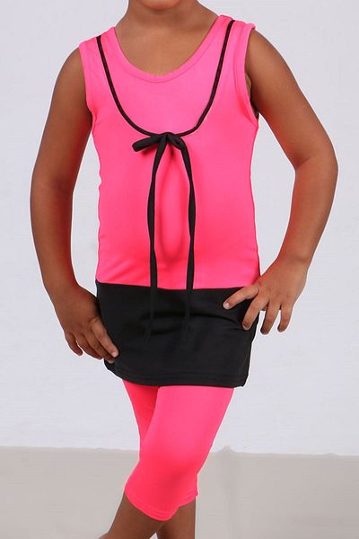 Eslina 1705-1 Children's Swimsuit Set-phosphorescent Pink-black