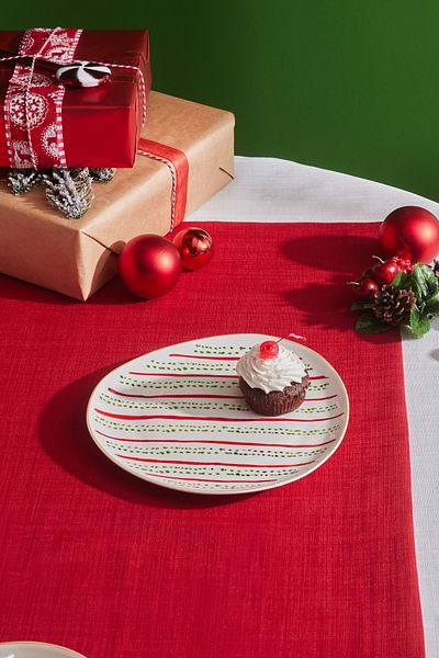 Karaca New Year New Year Kokina Green Dot Cake Plate 20.5 cm