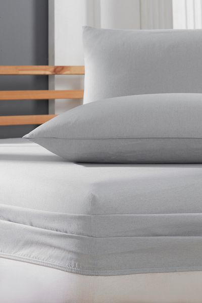 Rebeka Home Collection Light Gray Akfil Fabric Elastic Fitted Padded Sheet Set