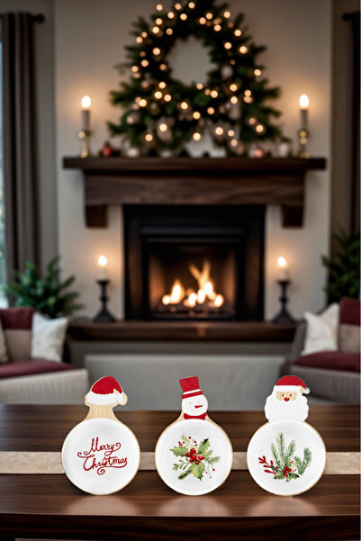 Karaca New Year Yılbaşı Bamboo Snack Noel Baba 3'lü Çerezlik