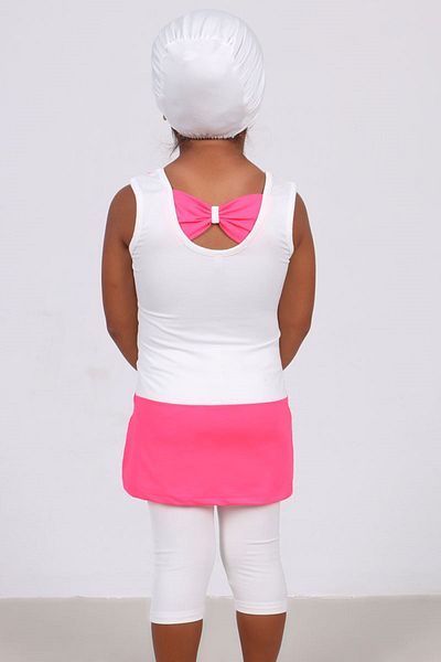 Eslina 1705-1 Set costum de baie pentru copii-alb-roz fosforescent