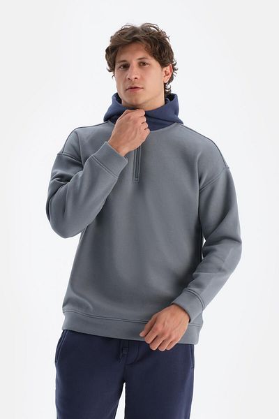 Dagi Indigo Herren-Sweatshirt mit Kapuze und Kapuze