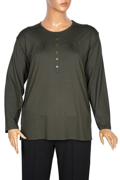 Pıtırcık Cimariva Women's Arsu Plus Size Robe Ornamental Buttoned Khaki Blouse