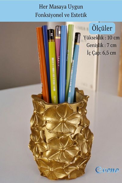 Evene Gold Colored Pen Holder and Desk Organizer - Model 16