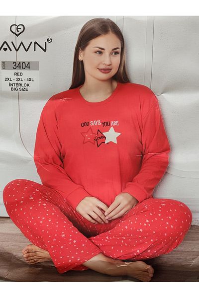 FAWN Plus Size Interlock Mother Pajamas Set 3404