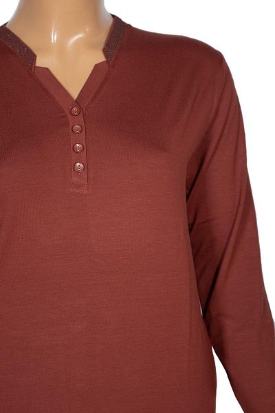 Pıtırcık Γυναικεία μπλούζα Cimariva Neval Plus Size με λαιμόκοψη V Stone Tan
