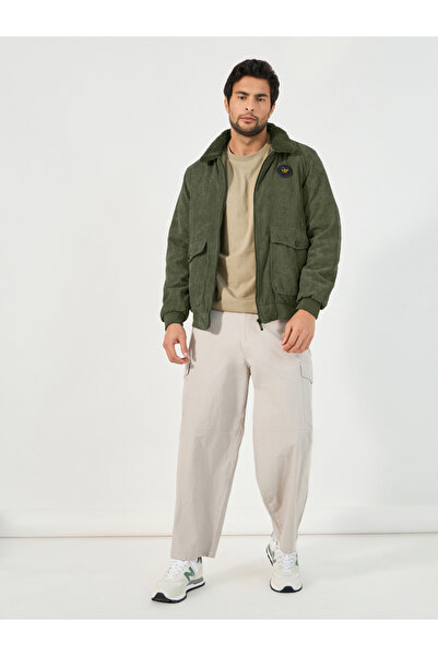 Styli Faux Fur Collar Corduroy Utility Jacket