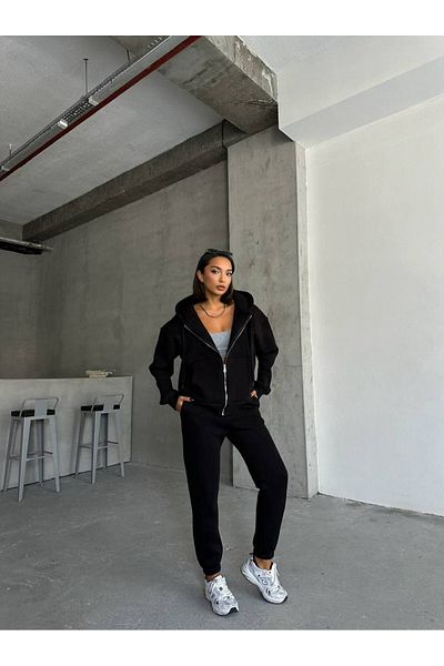 İLKCET MODA طقم بدلة رياضية نسائية بغطاء للرأس مقاس كبير
