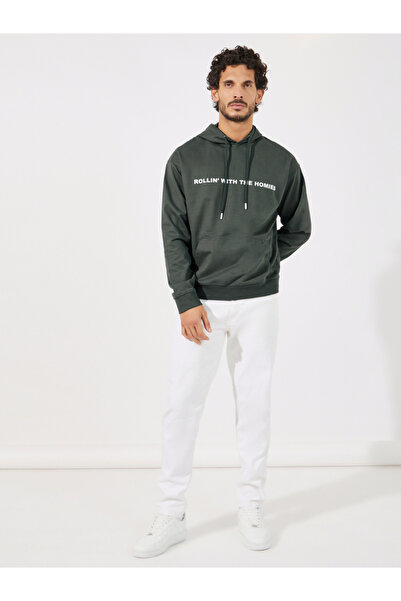 Styli Slogan Text Print Relaxed Fit Hoodie