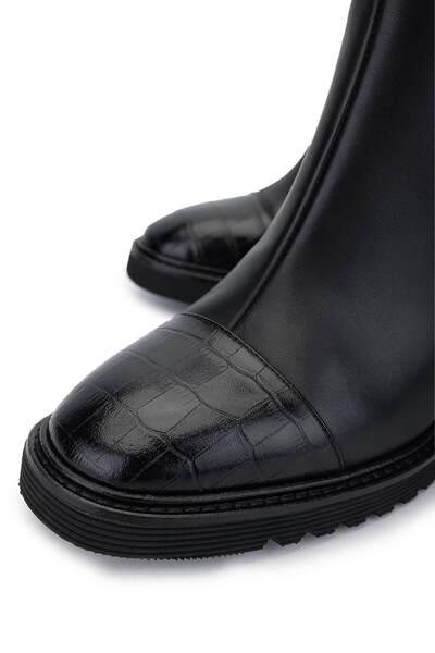 Tamer Tanca Kadın Hakiki Deri Siyah Deri Casual Bot