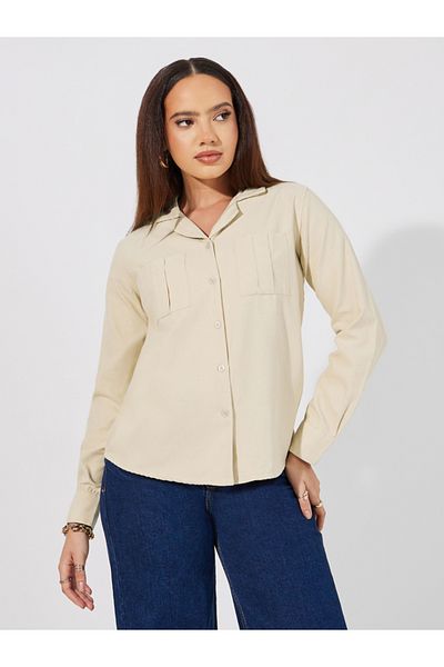 Styli Button Down Collar Neck Loose Fit Shirt