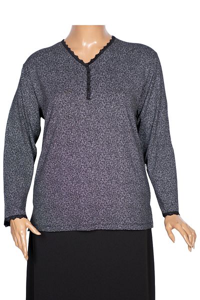 Pıtırcık Cimariva Women's Sıla Large Size Lace Gray Black Blouse