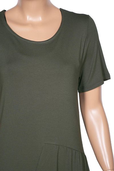 Barem Suna Khaki Dress - Solid Color, Waist Print Gathered