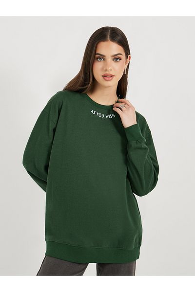 Styli Regular Fit Longline Slogan Sweatshirt
