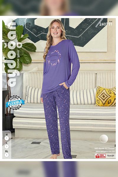 Aydoğan Lilac Ezgi Flexible Spread Pajama Set - 0711