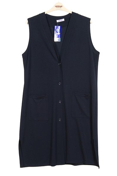 Hermevsim Hesna Women - Buğra Size Navy Blue Long Vest