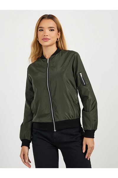 Styli Regular Fit Regular Length Zip Up Bomber Jacket