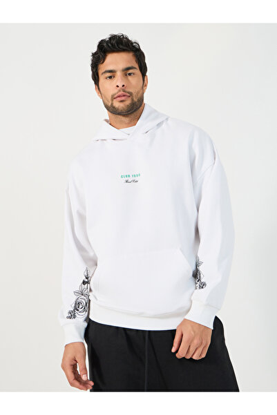 Styli Floral Placement Print Oversized Hoodie