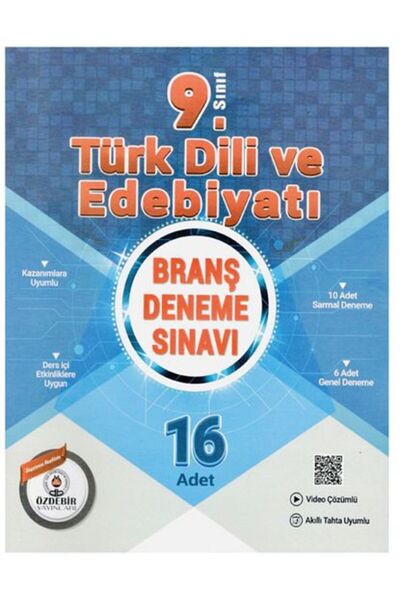 ÖZDEBİR YAYINEVİ 9.Sınıf Güncel Baskı 16X16 Türk Dili ve Edebiyatı Branş Deneme