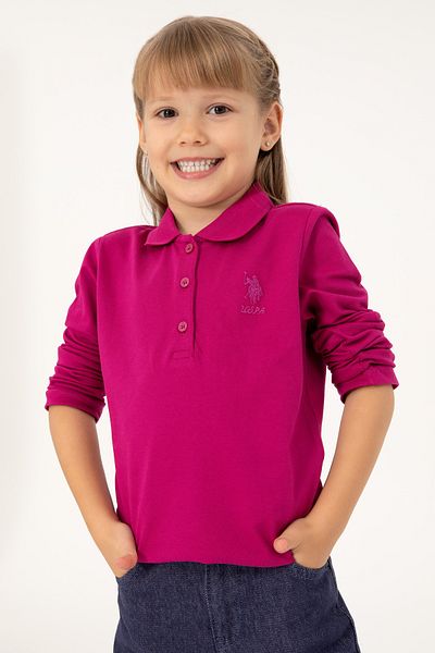 U.S. Polo Assn. Fuchsia Polo Neck Girl's Sweatshirt - 50296377 -Vr023