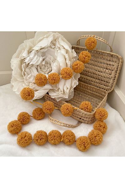 PAMUKA Mustard Tulle Mini Pompom Banner