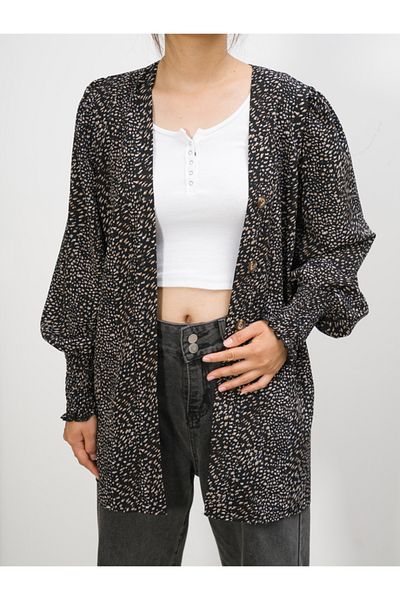 DY By Styli Ditsy Print Open Front Cuff Kimono