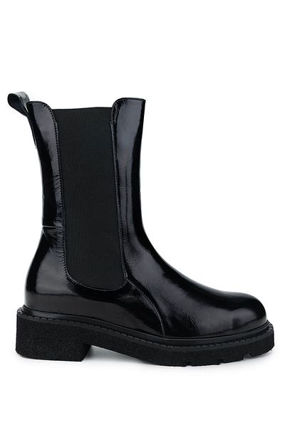 Tamer Tanca Women's Genuine Leather Black Patent Leather Casual Boots