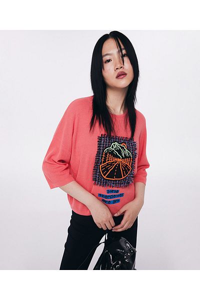 Twist Tweed Patch Detailed Knitwear Accessory