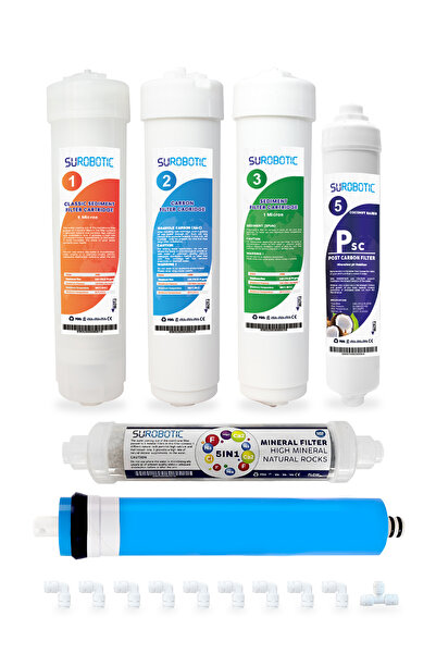 SUROBOTİC Yeni Nesil Arıtma Kapalı Kasa Su Arıtma Cihazı Multimineral 6lı Fil...