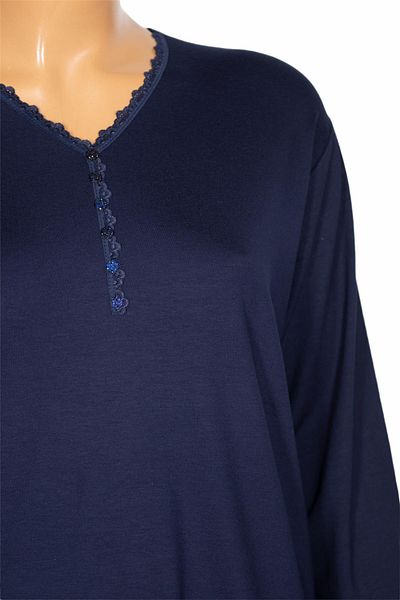 Pıtırcık Γυναικεία μπλούζα Cimariva Sıla Plus Size με λαιμόκοψη V με δαντέλα Navy Blue