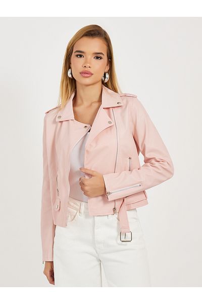 Styli Regular Fit Short Length Leather Look Biker Jacket