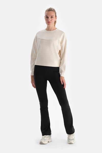 Dagi Schwarze Damen-Leggings mit Streifendetail und Spanisch-Leggings