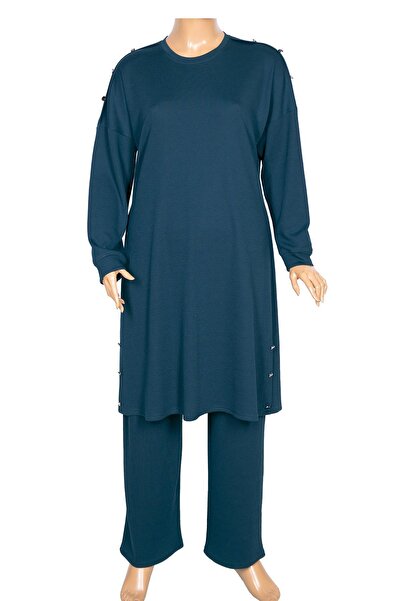 HESNA Set de pantaloni sport cu tunică cu ulei Benan cu nasturi pentru femei